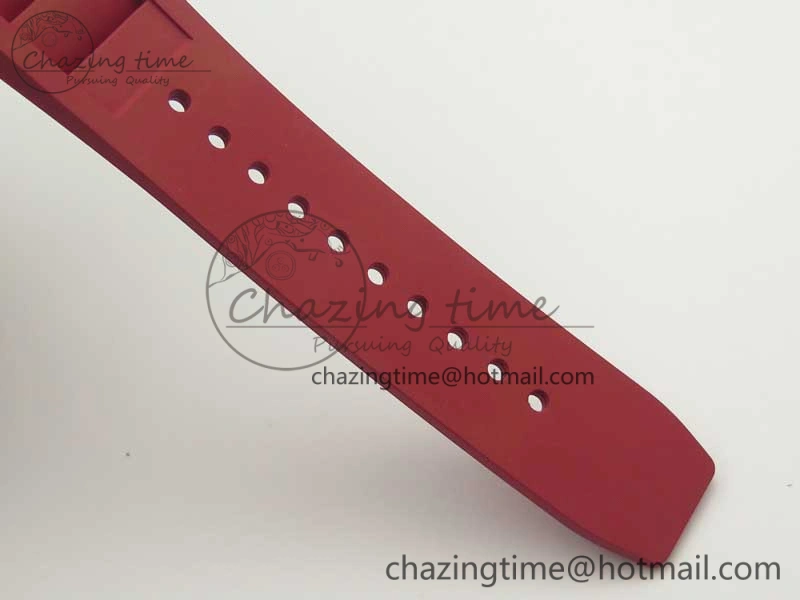 RM011 NTPT Carbon Chrono KVF 1:1 Best Edition Crystal Skeleton Dial Red Inner Bezel On Red Rubber Strap A7750