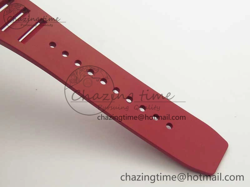 RM011 NTPT Carbon Chrono KVF 1:1 Best Edition Crystal Skeleton Dial Red Inner Bezel On Red Rubber Strap A7750