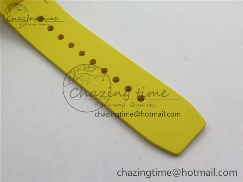 RM011 NTPT Carbon Chrono KVF 1:1 Best Edition Crystal Skeleton Dial Yellow Inner Bezel on Yellow Rubber Strap A7750