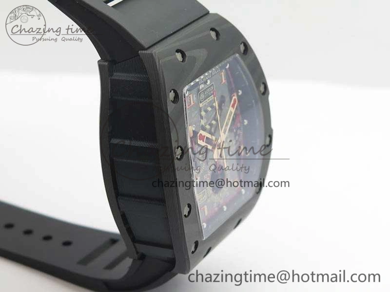 RM011 NTPT Lotus F1 Team Carbon Chrono KVF 1:1 Best Edition Skeleton Dial Blue On Rubber Strap A7750