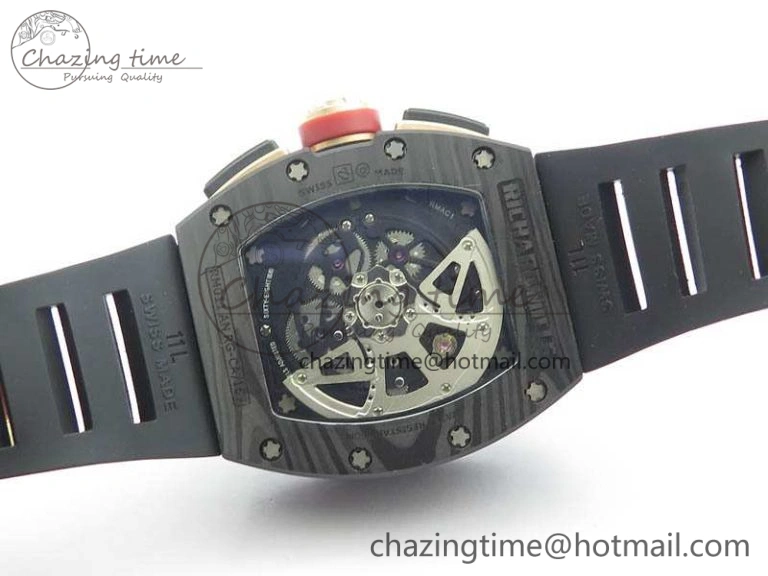RM011 NTPT Lotus F1 Team RG Chrono KVF 1:1 Best Edition Skeleton Dial Red On Rubber Strap A7750