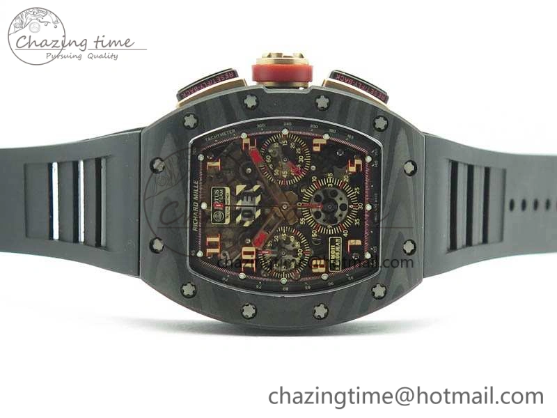 RM011 NTPT Lotus F1 Team RG Chrono KVF 1:1 Best Edition Skeleton Dial Red On Rubber Strap A7750