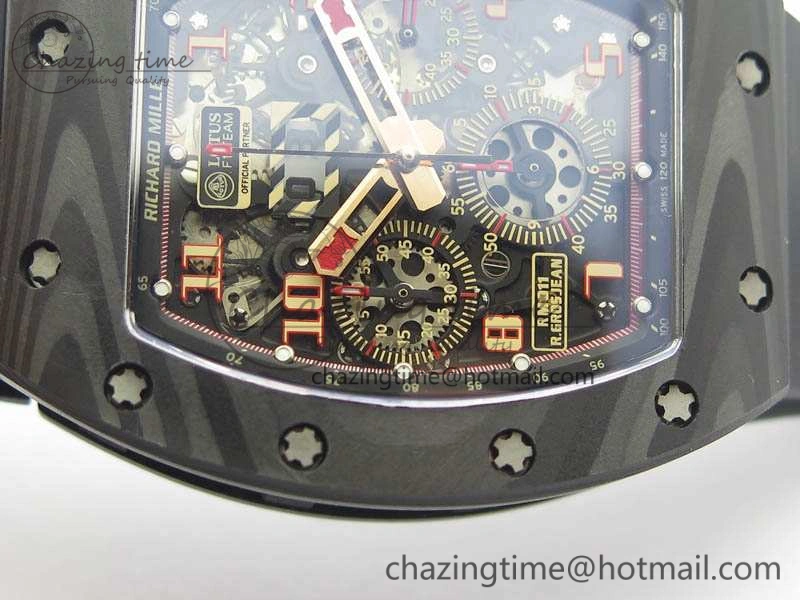 RM011 NTPT Lotus F1 Team RG Chrono KVF 1:1 Best Edition Skeleton Dial Red On Rubber Strap A7750
