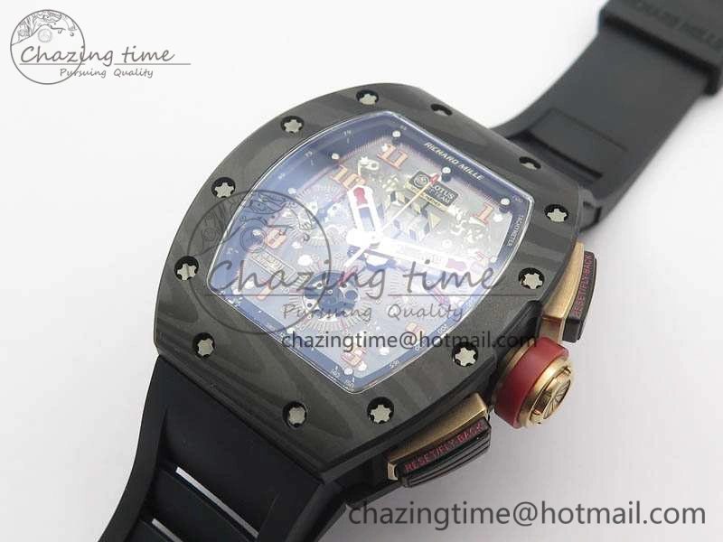 RM011 NTPT Lotus F1 Team RG Chrono KVF 1:1 Best Edition Skeleton Dial Red On Rubber Strap A7750