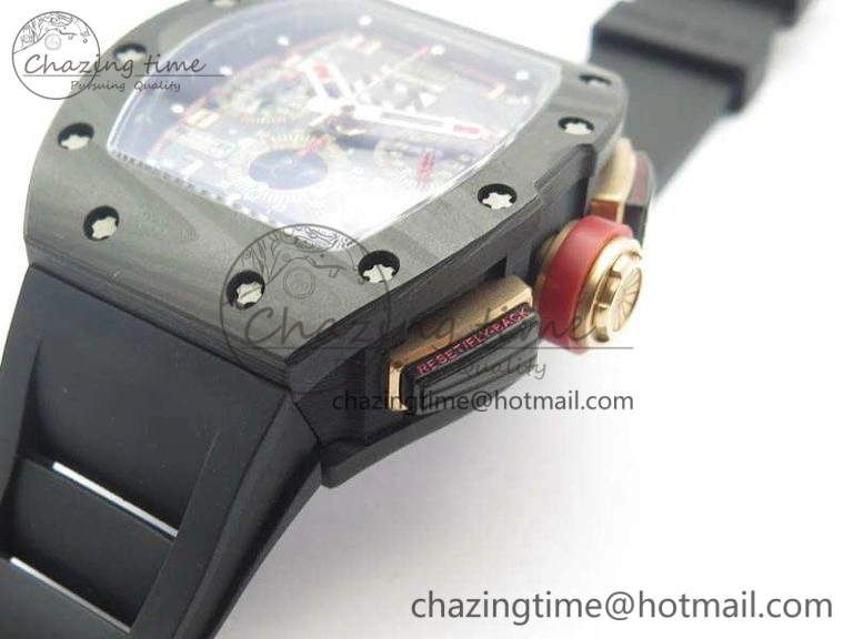 RM011 NTPT Lotus F1 Team RG Chrono KVF 1:1 Best Edition Skeleton Dial Red On Rubber Strap A7750