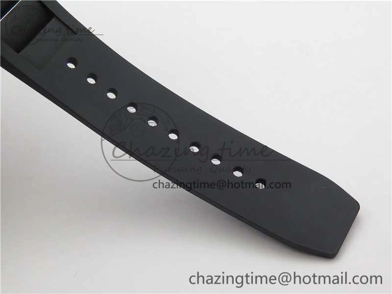 RM011 RG Case Carbon Bezel Chronograph KVF 1:1 Best Edition Skeleton Dial Red RG on Black Rubber Strap A7750 V2