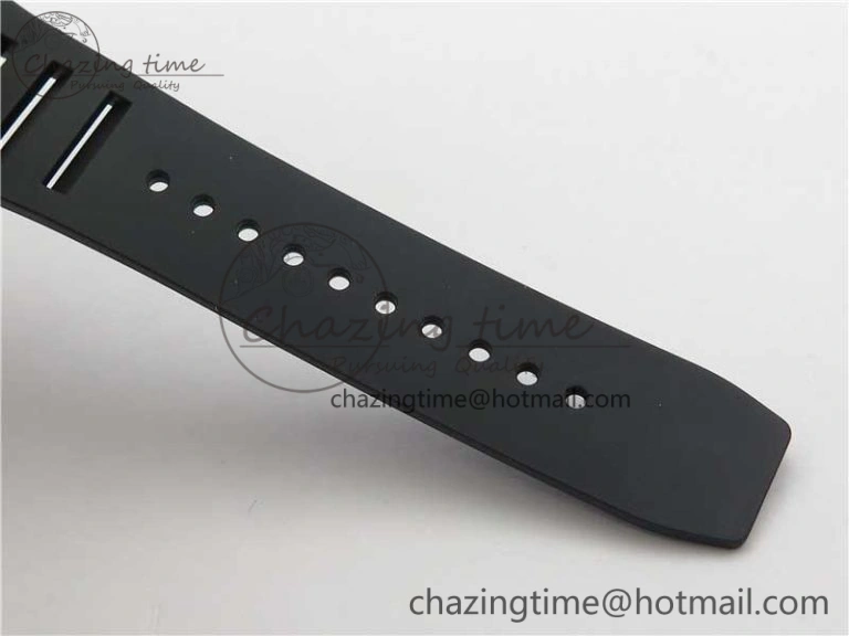 RM011 RG Case Carbon Bezel Chronograph KVF 1:1 Best Edition Skeleton Dial Red RG on Black Rubber Strap A7750 V2
