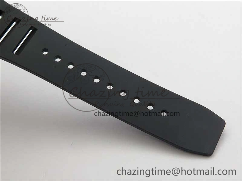 RM011 RG Case Carbon Bezel Chronograph KVF 1:1 Best Edition Skeleton Dial Red RG on Black Rubber Strap A7750 V2