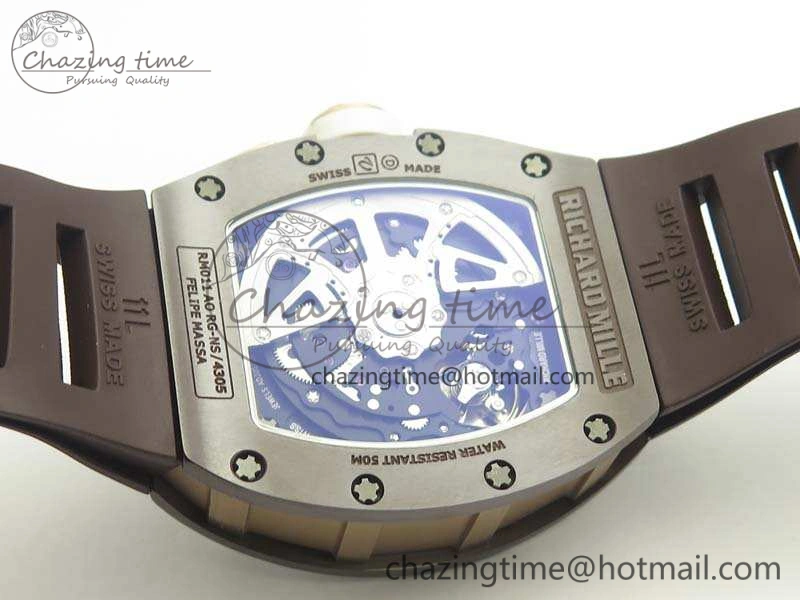 RM011 RG Case Chrono KVF 1:1 Best Edition Black Ceramic Bezel Skeleton Dial On Black Rubber Strap A7750