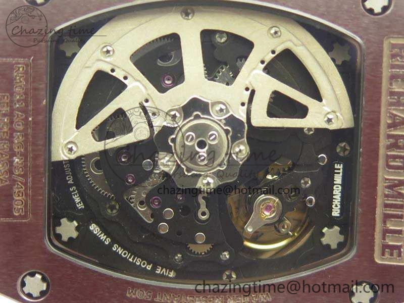 RM011 RG Case Chrono KVF 1:1 Best Edition Black Ceramic Bezel Skeleton Dial On Black Rubber Strap A7750