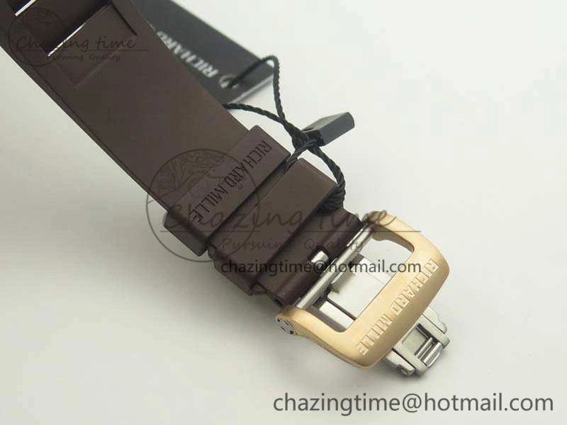 RM011 RG Case Chrono KVF 1:1 Best Edition Black Ceramic Bezel Skeleton Dial On Black Rubber Strap A7750
