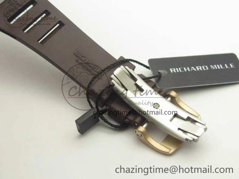 RM011 RG Case Chrono KVF 1:1 Best Edition Black Ceramic Bezel Skeleton Dial On Black Rubber Strap A7750