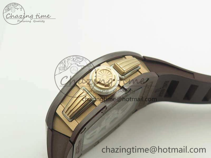 RM011 RG Case Chrono KVF 1:1 Best Edition Black Ceramic Bezel Skeleton Dial On Black Rubber Strap A7750