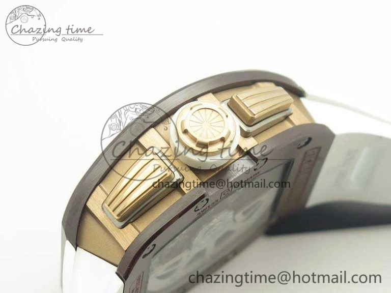 RM011 RG Case Chrono KVF 1:1 Best Edition Black Ceramic Bezel Skeleton Dial On Rubber Strap A7750