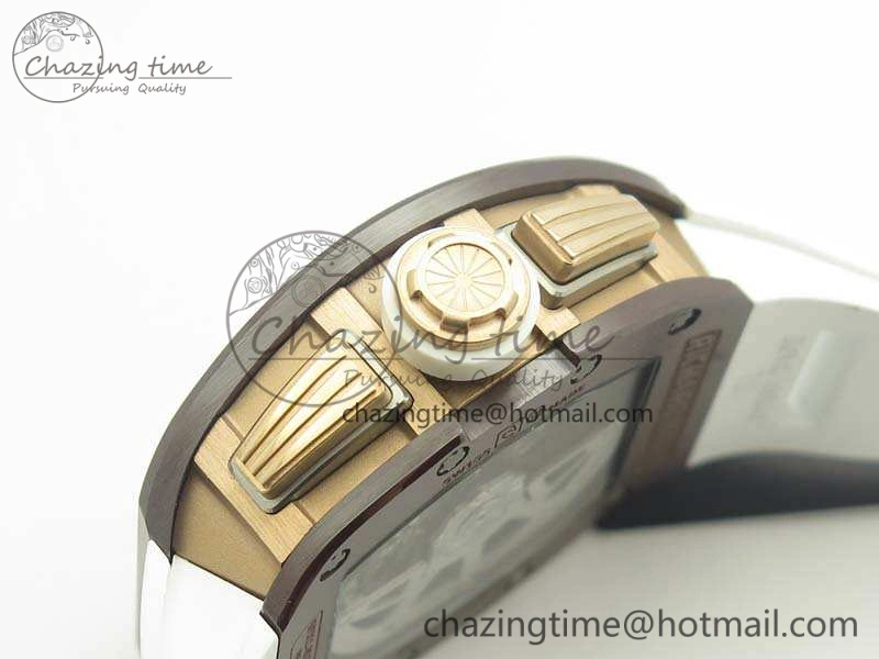 RM011 RG Case Chrono KVF 1:1 Best Edition Black Ceramic Bezel Skeleton Dial On Rubber Strap A7750
