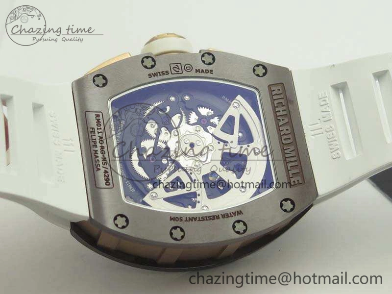 RM011 RG Case Chrono KVF 1:1 Best Edition Black Ceramic Bezel Skeleton Dial On Rubber Strap A7750