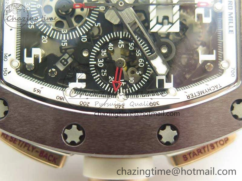 RM011 RG Case Chrono KVF 1:1 Best Edition Black Ceramic Bezel Skeleton Dial On Rubber Strap A7750
