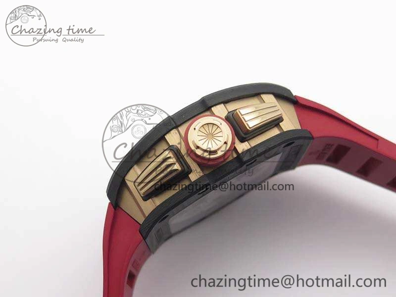 RM011 RG Case Chrono KVF 1:1 Best Edition Carbon Bezel Skeleton Dial On Rubber Strap A7750