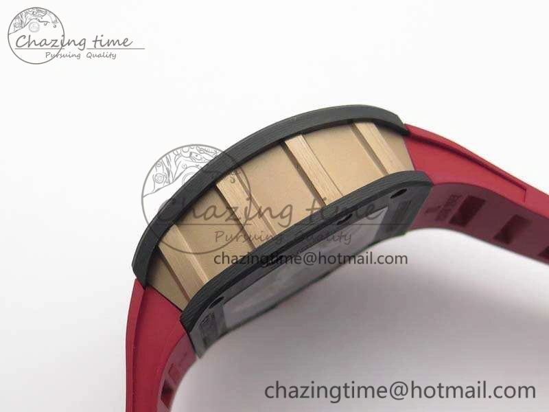 RM011 RG Case Chrono KVF 1:1 Best Edition Carbon Bezel Skeleton Dial On Rubber Strap A7750