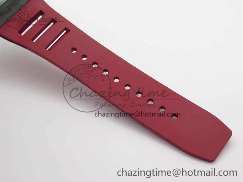 RM011 RG Case Chrono KVF 1:1 Best Edition Carbon Bezel Skeleton Dial On Rubber Strap A7750