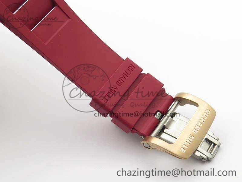 RM011 RG Case Chrono KVF 1:1 Best Edition Carbon Bezel Skeleton Dial On Rubber Strap A7750