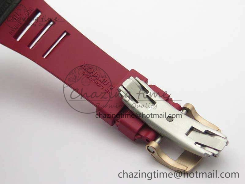 RM011 RG Case Chrono KVF 1:1 Best Edition Carbon Bezel Skeleton Dial On Rubber Strap A7750