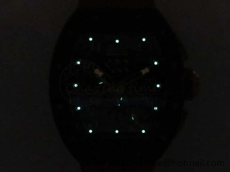 RM011 RG Case Chrono KVF 1:1 Best Edition Carbon Bezel Skeleton Dial On Rubber Strap A7750