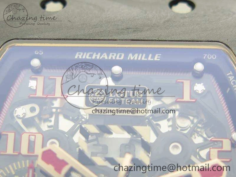 RM011 RG Case Chrono KVF 1:1 Best Edition Carbon Bezel Skeleton Dial On Rubber Strap A7750
