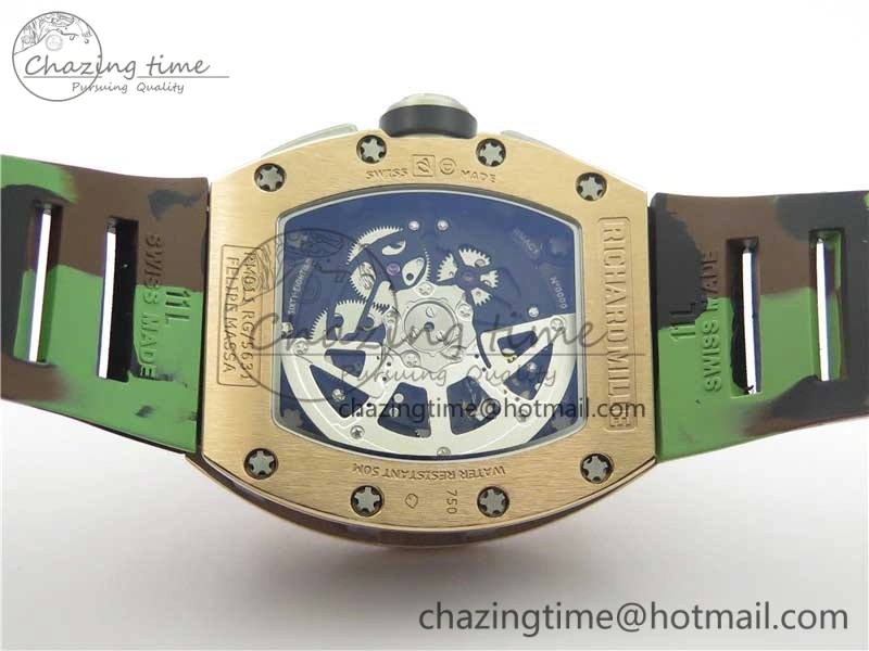 RM011 RG Chrono KVF 1:1 Best Edition Crystal Dial Black on Rubber Strap A7750 V3