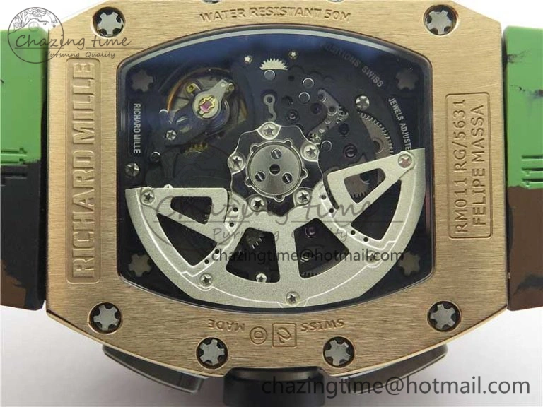 RM011 RG Chrono KVF 1:1 Best Edition Crystal Dial Black on Rubber Strap A7750 V3