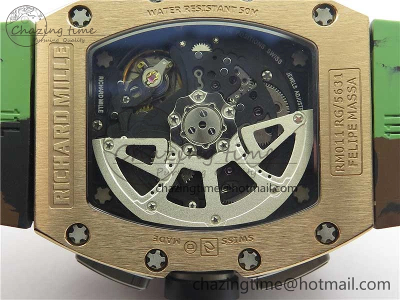 RM011 RG Chrono KVF 1:1 Best Edition Crystal Dial Black on Rubber Strap A7750 V3