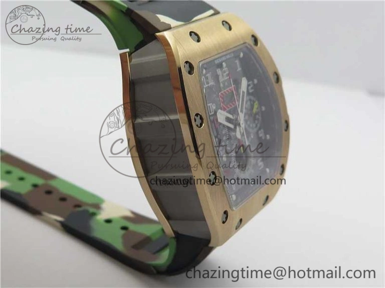 RM011 RG Chrono KVF 1:1 Best Edition Crystal Dial Black on Rubber Strap A7750 V3