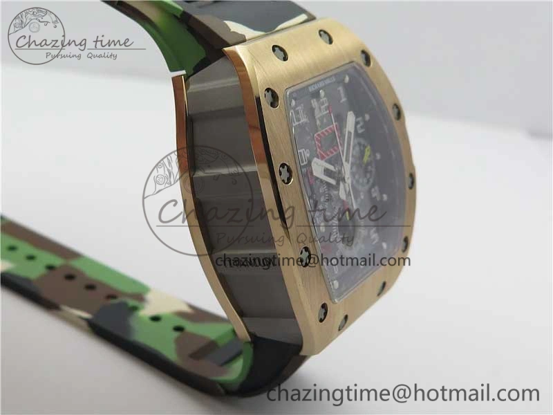 RM011 RG Chrono KVF 1:1 Best Edition Crystal Dial Black on Rubber Strap A7750 V3