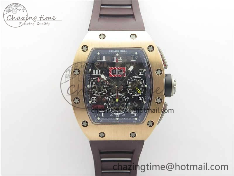 RM011 RG Chrono KVF 1:1 Best Edition Crystal Dial Black on Rubber Strap A7750 V3