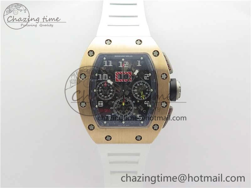 RM011 RG Chrono KVF 1:1 Best Edition Crystal Dial Black on Rubber Strap A7750 V3