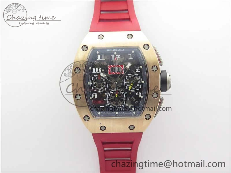 RM011 RG Chrono KVF 1:1 Best Edition Crystal Dial Black on Rubber Strap A7750 V3