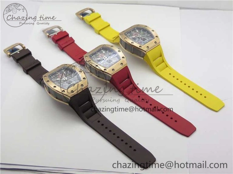 RM011 RG Chrono KVF 1:1 Best Edition Crystal Dial Black on Rubber Strap A7750 V3