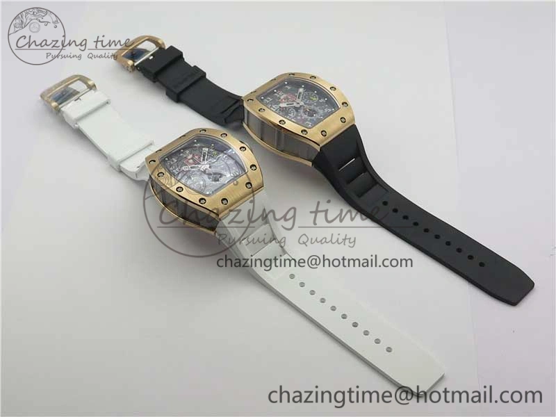 RM011 RG Chrono KVF 1:1 Best Edition Crystal Dial Black on Rubber Strap A7750 V3
