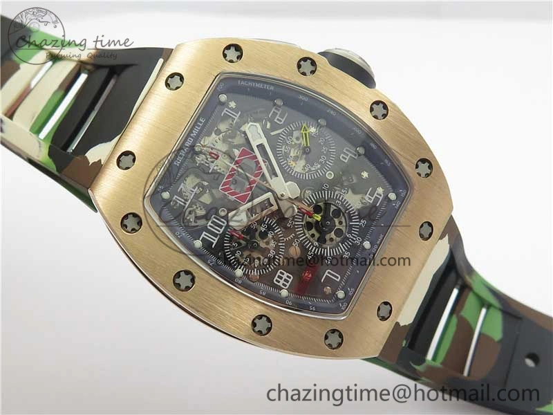 RM011 RG Chrono KVF 1:1 Best Edition Crystal Dial Black on Rubber Strap A7750 V3