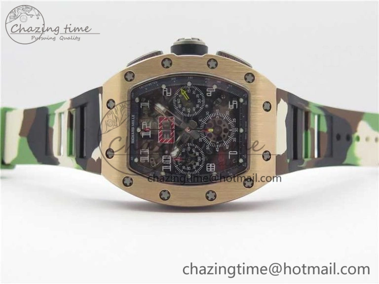 RM011 RG Chrono KVF 1:1 Best Edition Crystal Dial Black on Rubber Strap A7750 V3