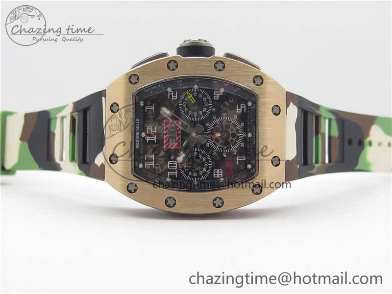 RM011 RG Chrono KVF 1:1 Best Edition Crystal Dial Black on Rubber Strap A7750 V3