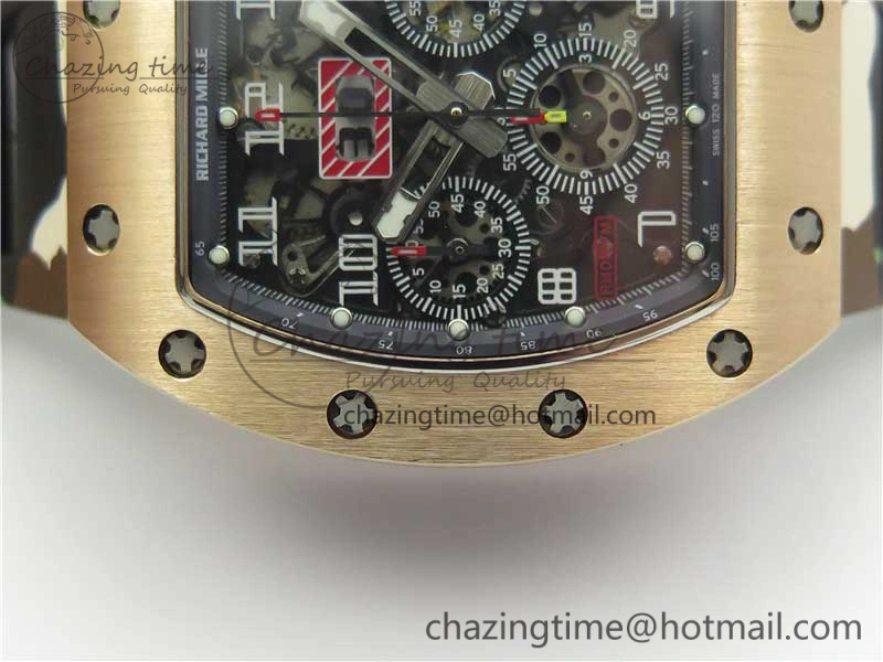 RM011 RG Chrono KVF 1:1 Best Edition Crystal Dial Black on Rubber Strap A7750 V3