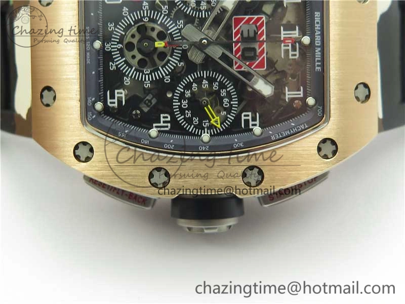 RM011 RG Chrono KVF 1:1 Best Edition Crystal Dial Black on Rubber Strap A7750 V3