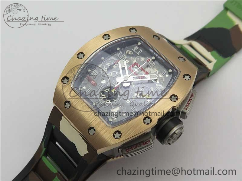 RM011 RG Chrono KVF 1:1 Best Edition Crystal Dial Black on Rubber Strap A7750 V3