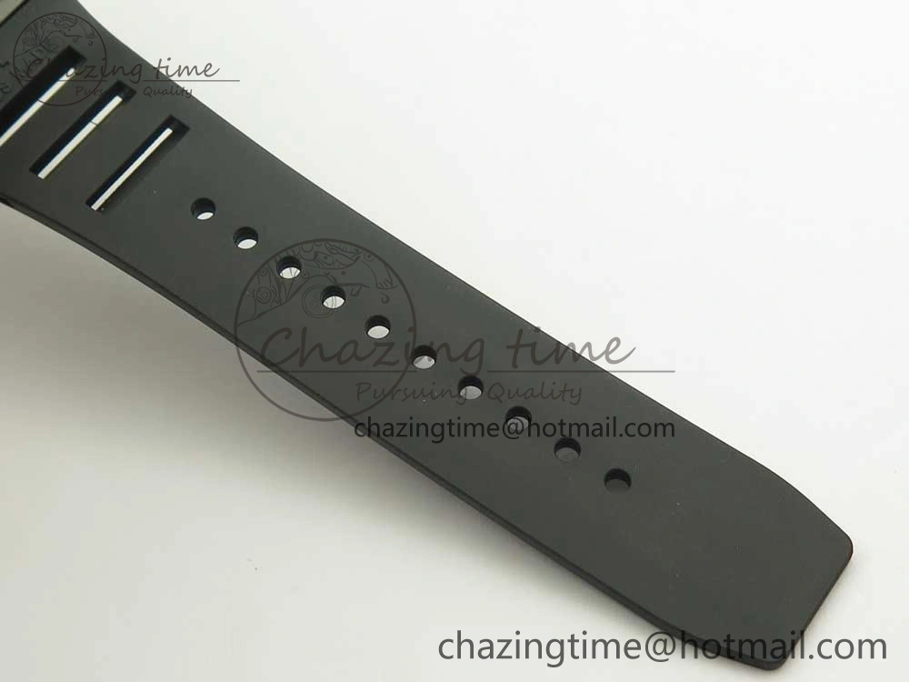 RM011 RG Chronograph Diamonds Bezel KVF 1:1 Best Edition Crystal Skeleton Dial on Black Rubber Strap A7750