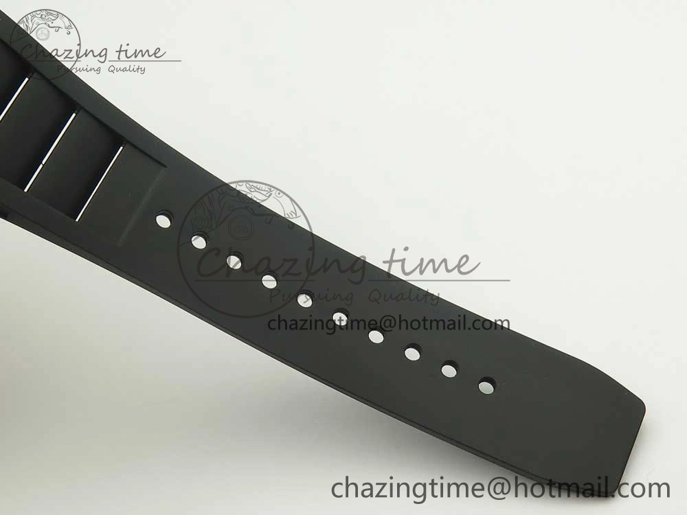 RM011 RG Chronograph Diamonds Bezel KVF 1:1 Best Edition Crystal Skeleton Dial on Black Rubber Strap A7750
