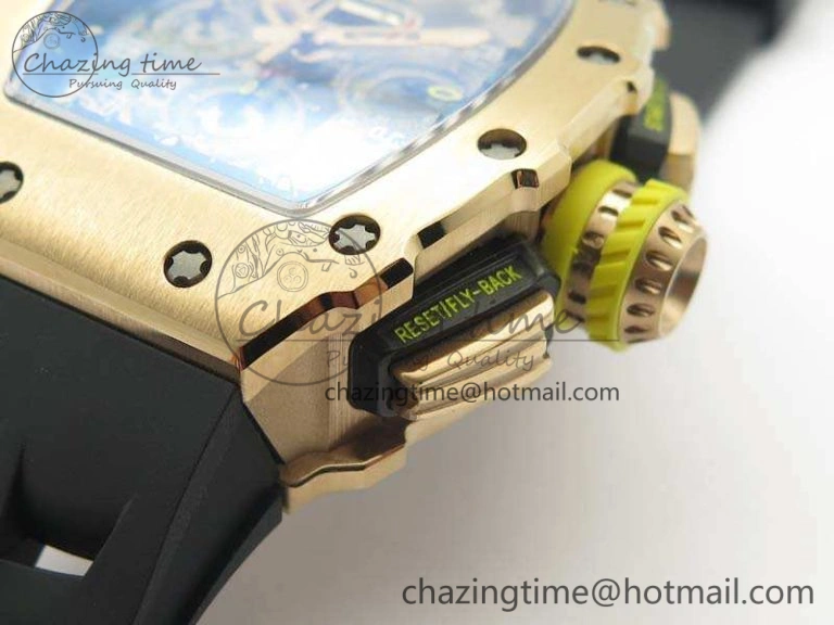 RM011 RG Chronograph RG Case KVF 1:1 Best Edition Crystal Skeleton Dial On Black Rubber Strap A7750