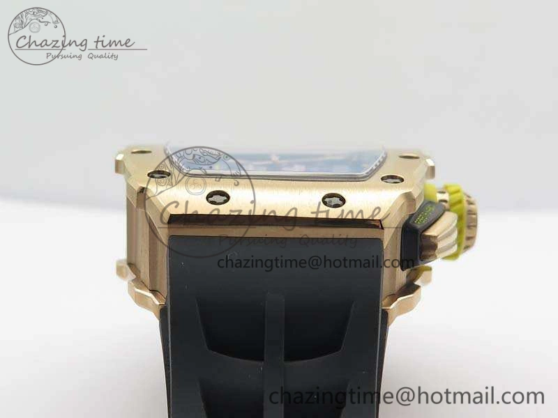RM011 RG Chronograph RG Case KVF 1:1 Best Edition Crystal Skeleton Dial On Black Rubber Strap A7750