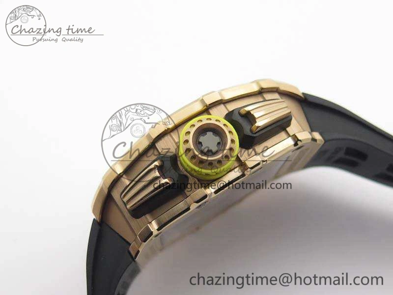 RM011 RG Chronograph RG Case KVF 1:1 Best Edition Crystal Skeleton Dial On Black Rubber Strap A7750