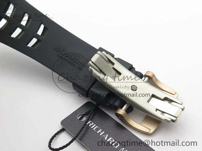 RM011 RG Chronograph RG Case KVF 1:1 Best Edition Crystal Skeleton Dial On Black Rubber Strap A7750